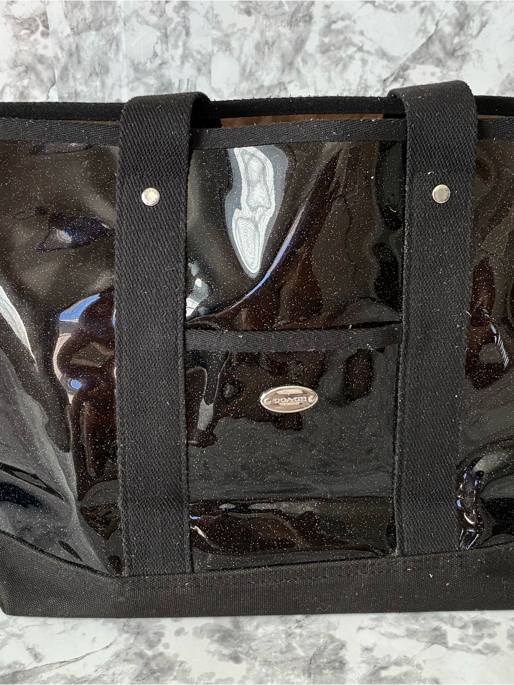 Coach Fragrance Black Glitter Transparent PVC Tote Bag